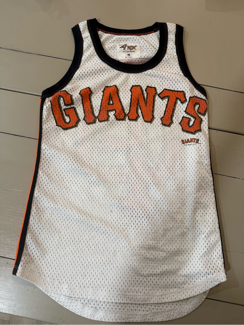 GIANTS Mesh Jersey Tank Top - White with Orange & Black
